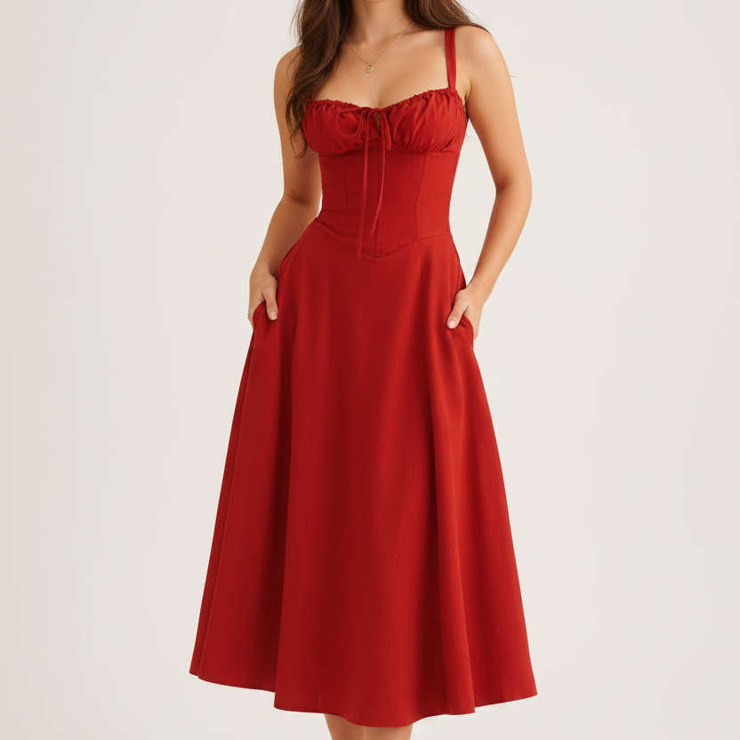 Adeline Floral Corset Midi Dress – view 10