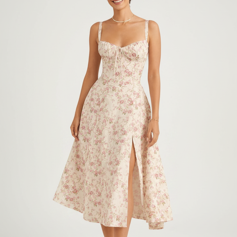 Adeline Floral Corset Midi Dress – view 7