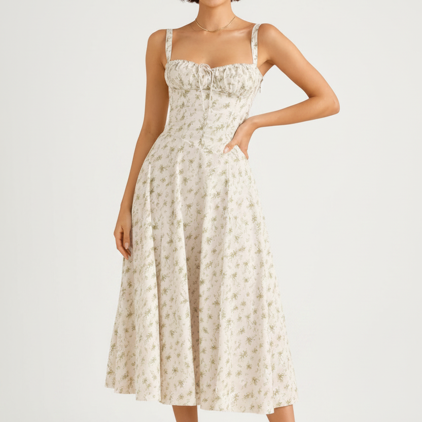 Adeline Floral Corset Midi Dress – view 9