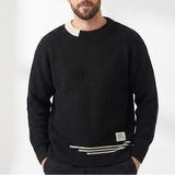 Ascot Contrast Pattern Knit Sweater – view 1