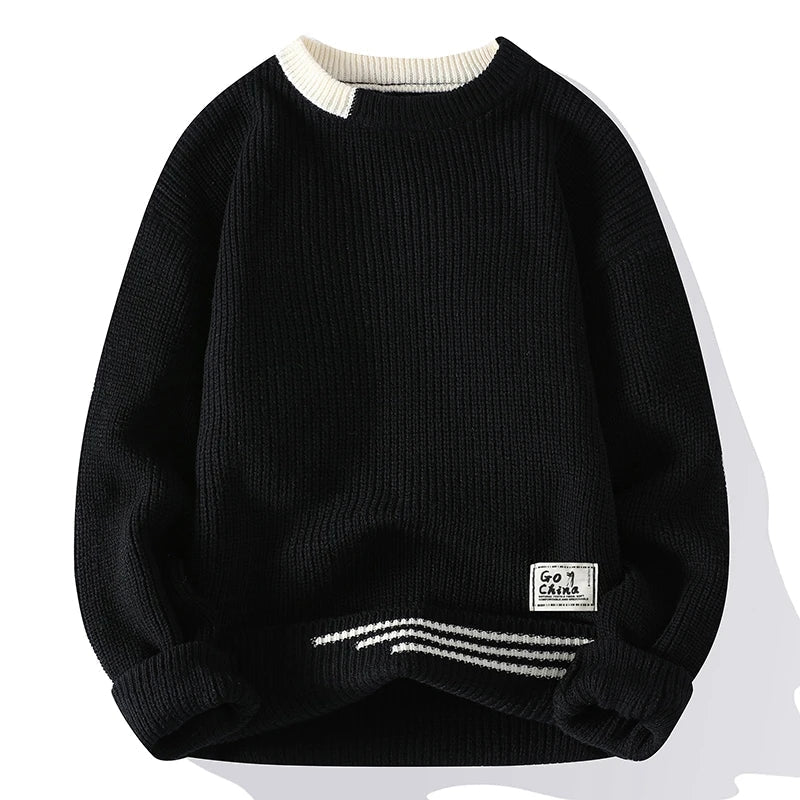 Ascot Contrast Pattern Knit Sweater – view 10