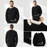 Ascot Contrast Pattern Knit Sweater – view 3