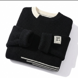 Ascot Contrast Pattern Knit Sweater – view 4