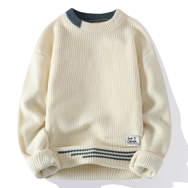 Ascot Contrast Pattern Knit Sweater – view 7