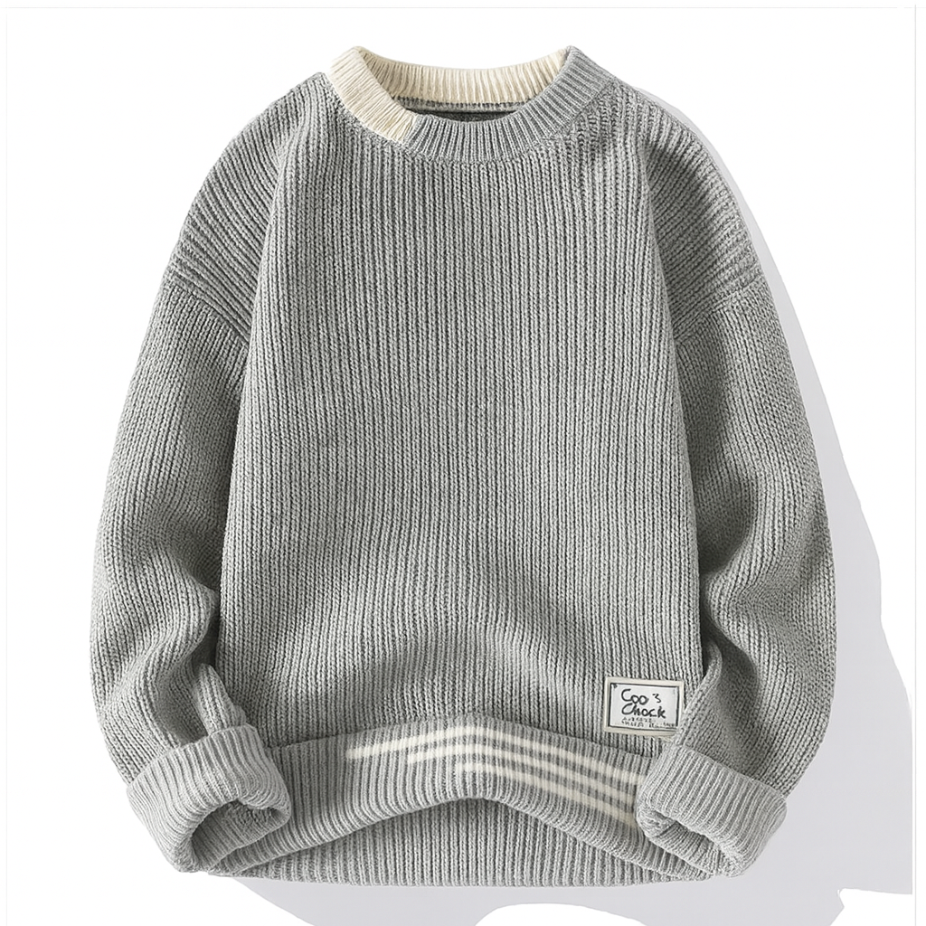Ascot Contrast Pattern Knit Sweater – view 8