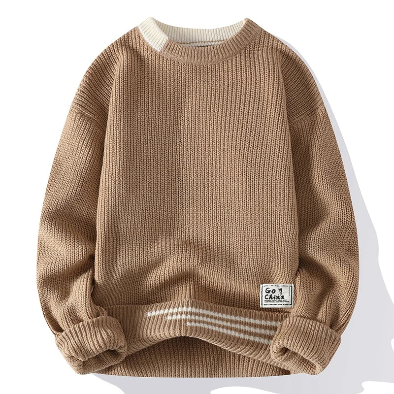 Ascot Contrast Pattern Knit Sweater – view 9
