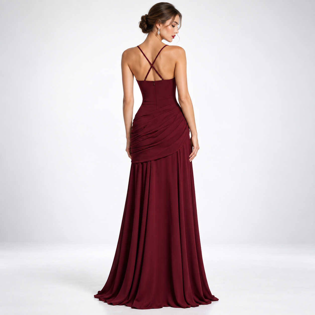 Beatrix Square Neck Ruched Maxi Dress – view 2