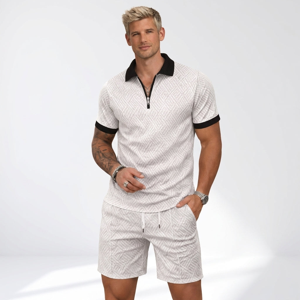 Carrington Textured Henley & Shorts Set – view 3