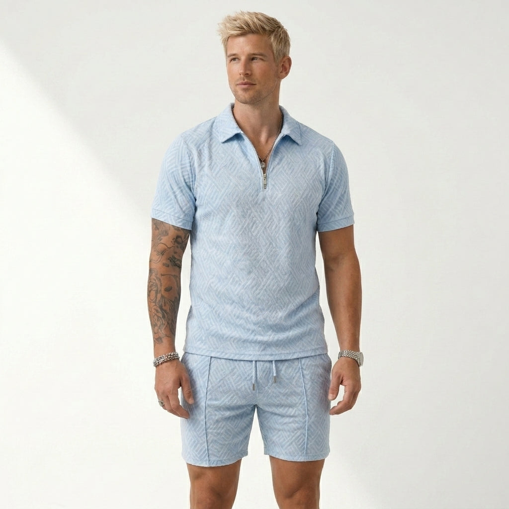 Carrington Textured Henley & Shorts Set – view 5