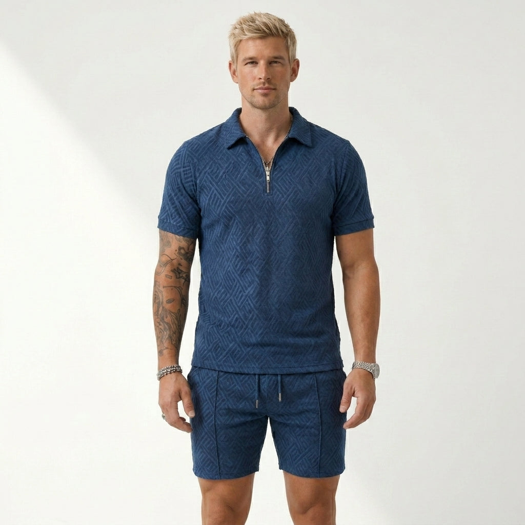 Carrington Textured Henley & Shorts Set – view 6