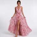 Lacey & Brooks | Colette Floral Halter Ruffle Maxi Dress