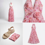 Colette Floral Halter Ruffle Maxi Dress – view 10