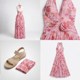 Colette Floral Halter Ruffle Maxi Dress – view 10