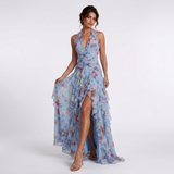 Colette Floral Halter Ruffle Maxi Dress – view 12