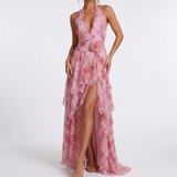Colette Floral Halter Ruffle Maxi Dress – view 2