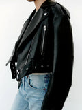 Lacey & Brooks | Esme Cropped Faux Leather Biker Jacket