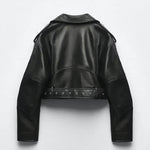Esme Cropped Faux Leather Biker Jacket – view 3