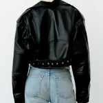 Esme Cropped Faux Leather Biker Jacket – view 4