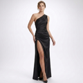 Lacey & Brooks | Evangeline One-Shoulder Satin Maxi Dress