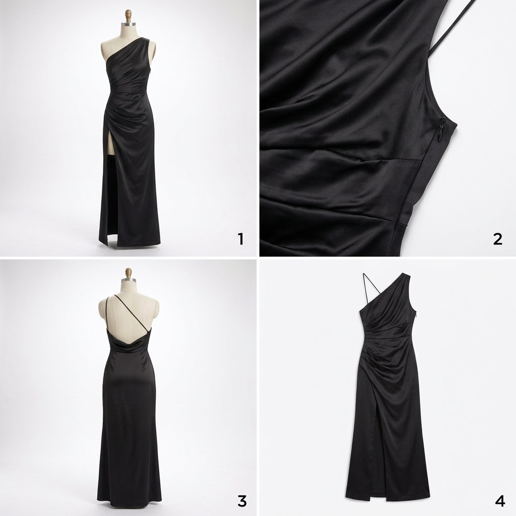 Evangeline One-Shoulder Satin Maxi Dress – view 10