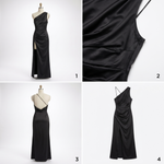 Evangeline One-Shoulder Satin Maxi Dress – view 10