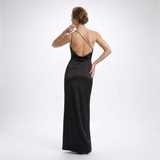 Evangeline One-Shoulder Satin Maxi Dress – view 3