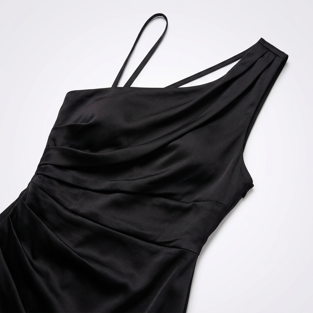 Evangeline One-Shoulder Satin Maxi Dress – view 9