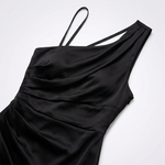 Evangeline One-Shoulder Satin Maxi Dress – view 9