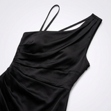 Evangeline One-Shoulder Satin Maxi Dress – view 9
