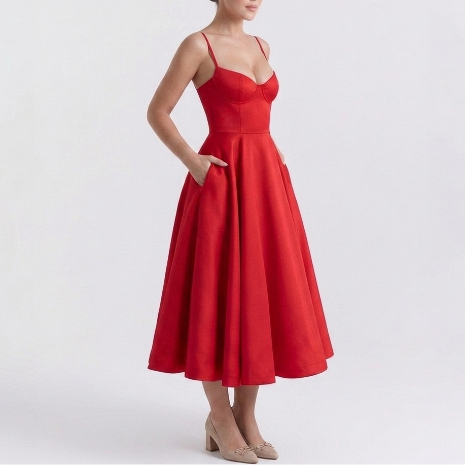 Felicity Corset Fit-and-Flare Midi Dress – view 15
