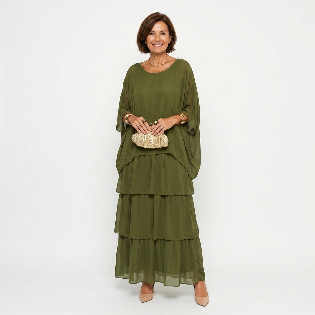 Fleur Tiered Ruffle Chiffon Maxi Dress – view 2
