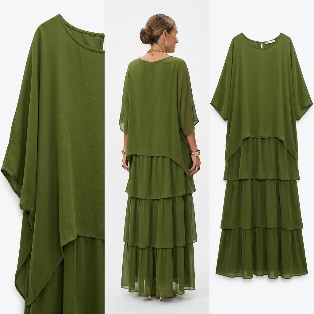 Fleur Tiered Ruffle Chiffon Maxi Dress – view 5
