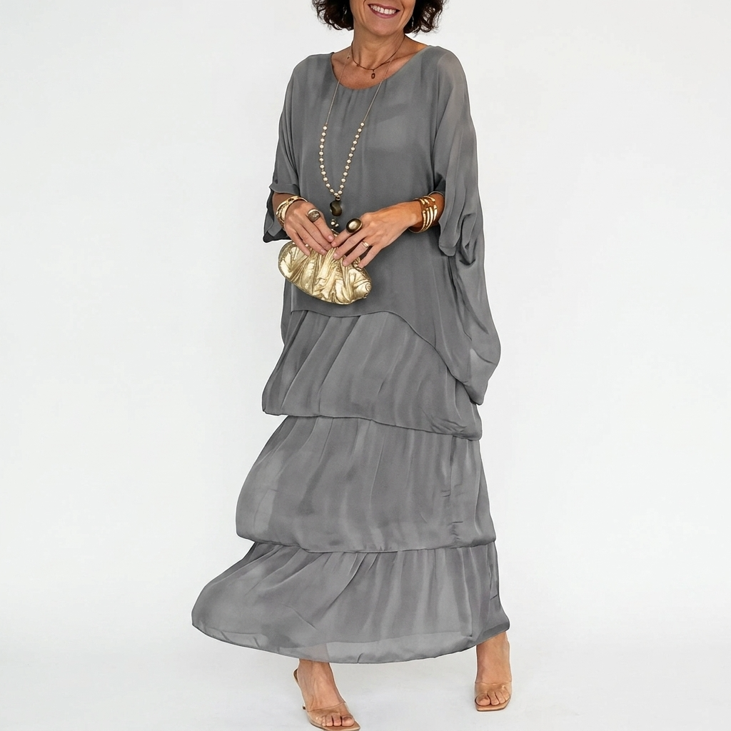 Fleur Tiered Ruffle Chiffon Maxi Dress – view 8