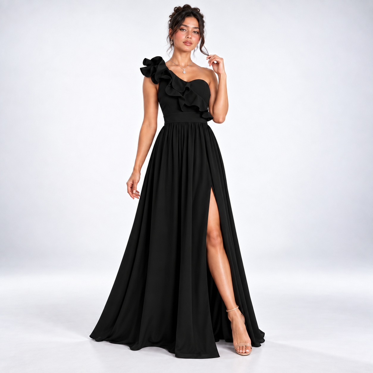 Florence One-Shoulder Ruffle Maxi Dress – view 7