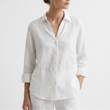 Frances Linen-Look V-Neck Button Shirt – view 1