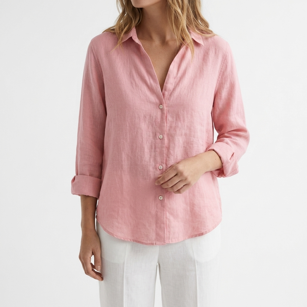 Frances Linen-Look V-Neck Button Shirt – view 10