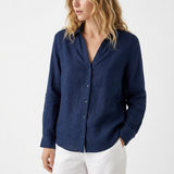 Frances Linen-Look V-Neck Button Shirt – view 12