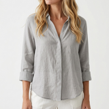 Frances Linen-Look V-Neck Button Shirt – view 13