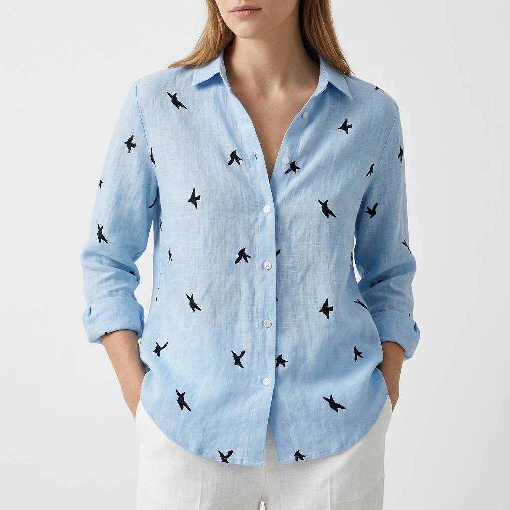 Frances Linen-Look V-Neck Button Shirt – view 15