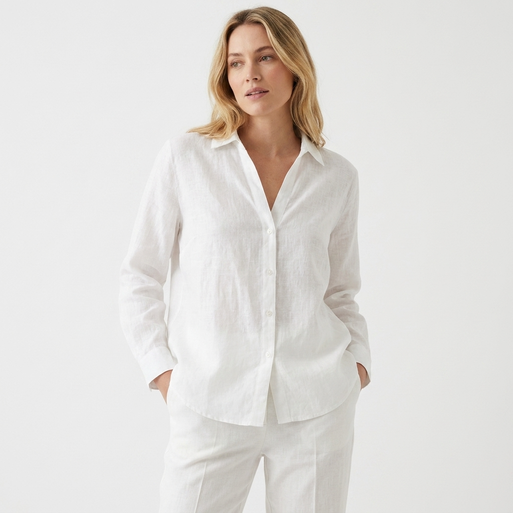 Frances Linen-Look V-Neck Button Shirt – view 16