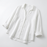 Frances Linen-Look V-Neck Button Shirt – view 5