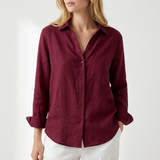 Frances Linen-Look V-Neck Button Shirt – view 7