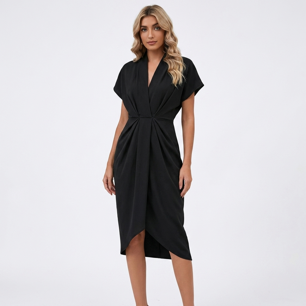 Grace Ruched Wrap Midi Dress – view 1