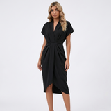 Grace Ruched Wrap Midi Dress – view 1