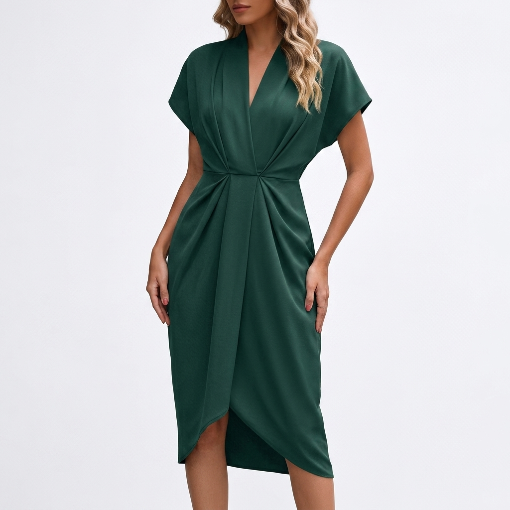 Grace Ruched Wrap Midi Dress – view 5