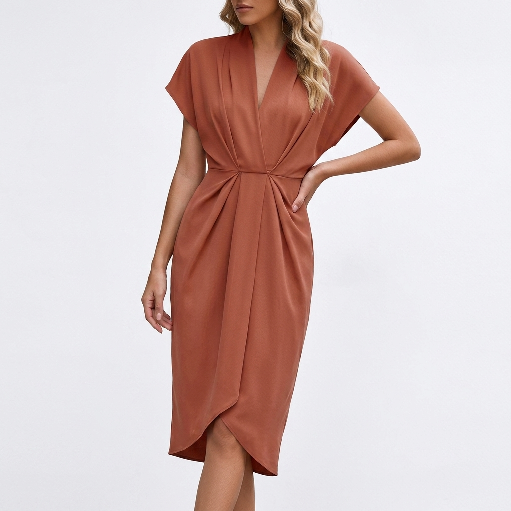 Grace Ruched Wrap Midi Dress – view 6