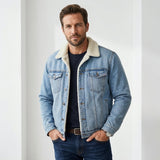 Ingram Sherpa-Lined Denim Trucker Jacket – view 1