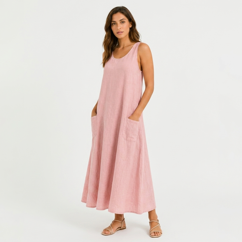Iris Linen-Look Relaxed Maxi Dress – view 10