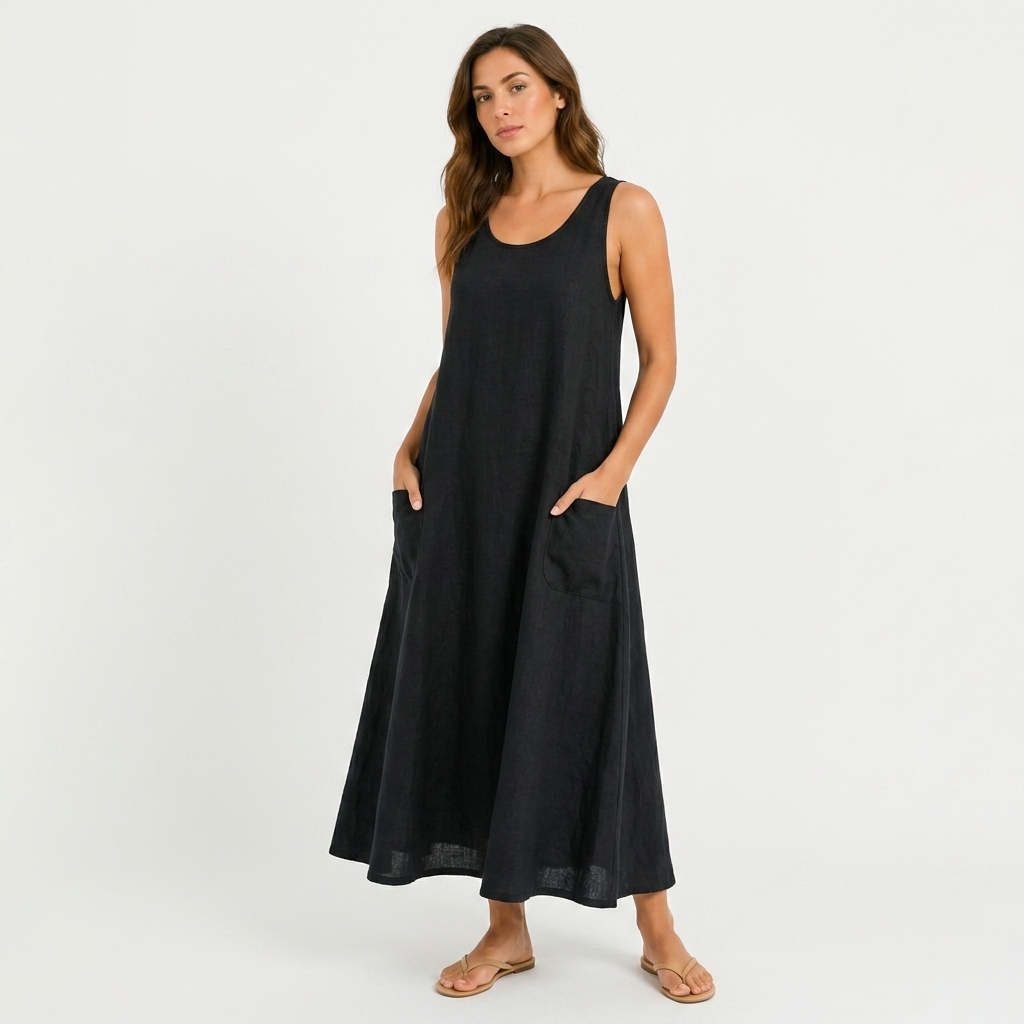 Iris Linen-Look Relaxed Maxi Dress – view 8