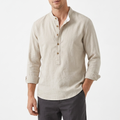 Lacey & Brooks | Ithaca Mandarin-Collar Linen Shirt